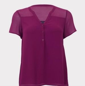 Magenta Chiffon Semi-Sheer Blouse